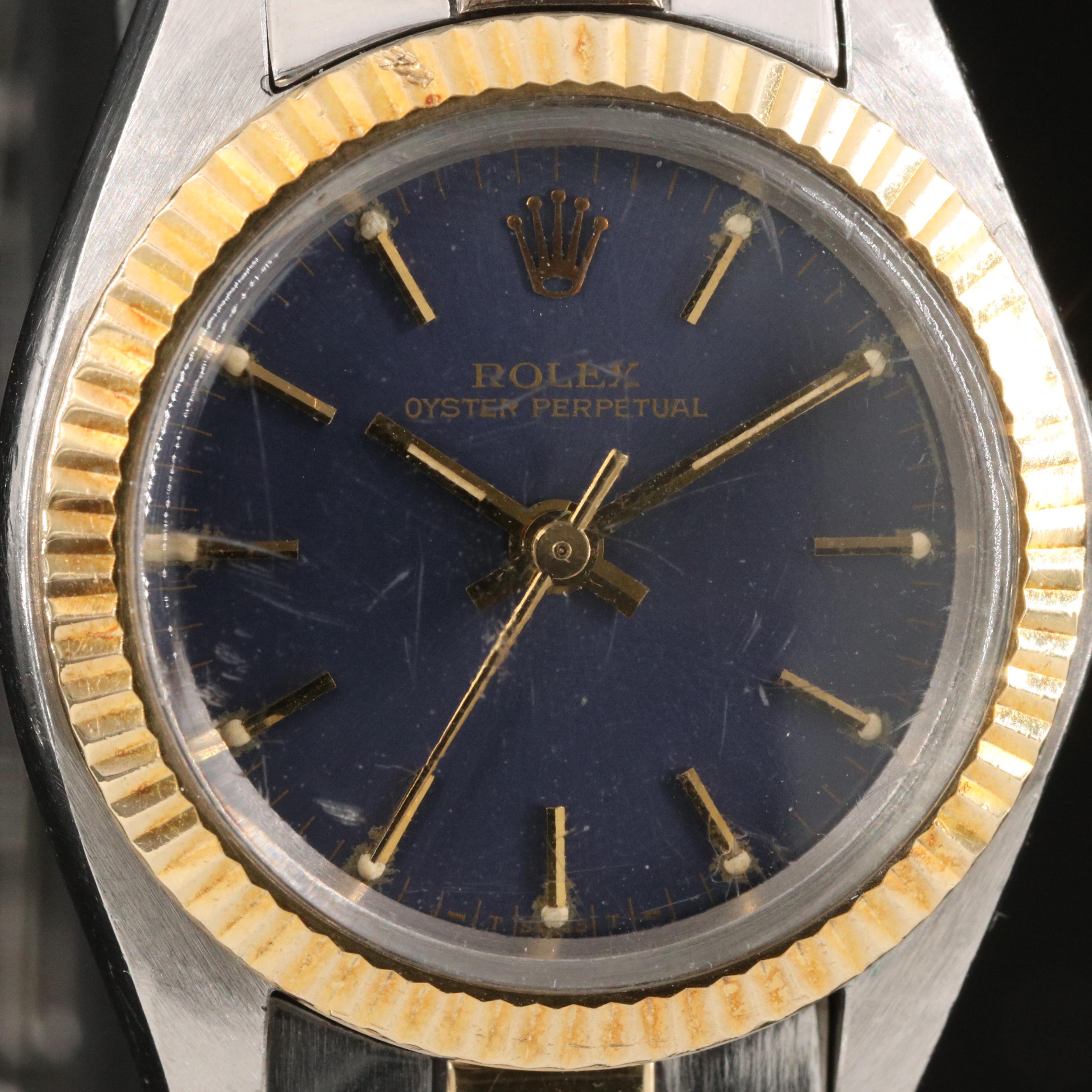 1983 Rolex Oyster Perpetual 6719 18K Gold and Stainless Steel Watch