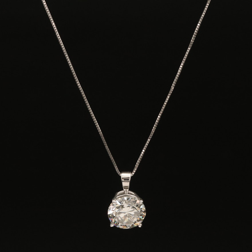 14K 2.88 CT Diamond Solitaire Pendant Necklace
