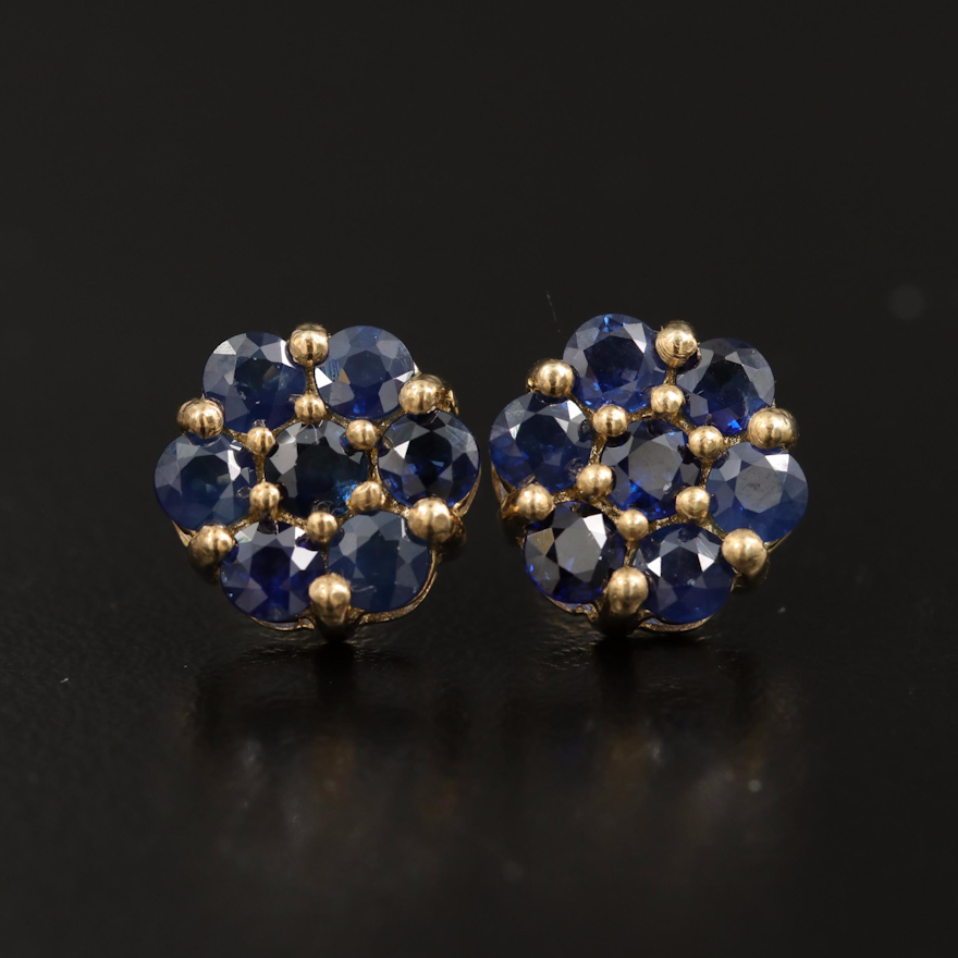Sterling Sapphire Cluster Earrings