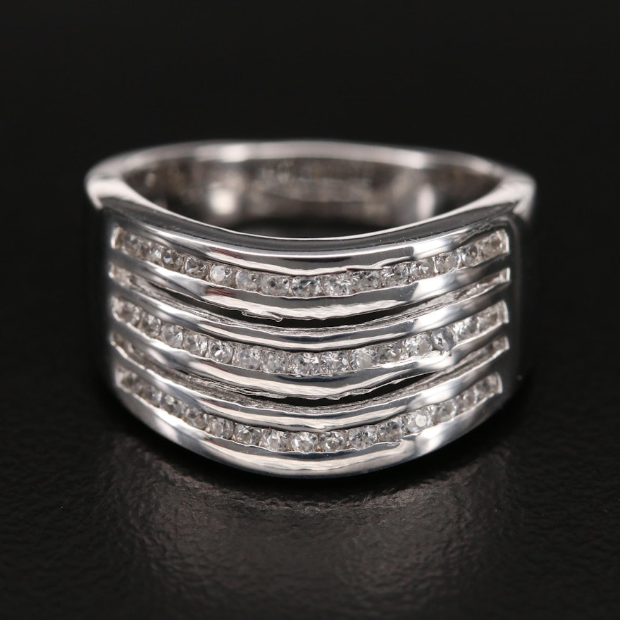Sterling Zircon Tapered Band