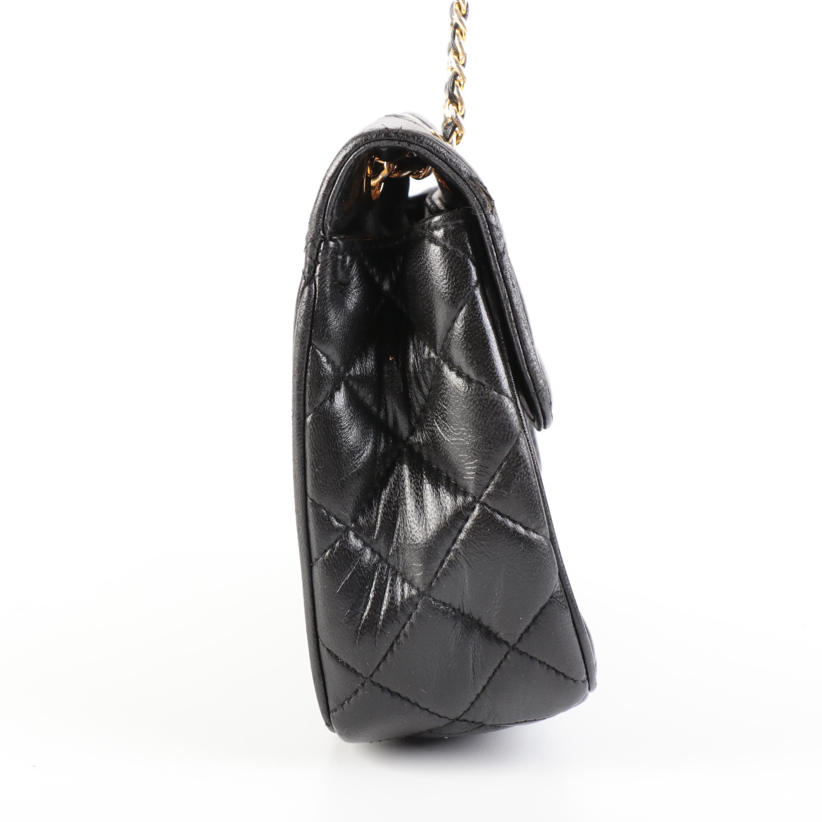 Givenchy Quilted Black Leather Front Flap Bag with Interwoven Chain Strap