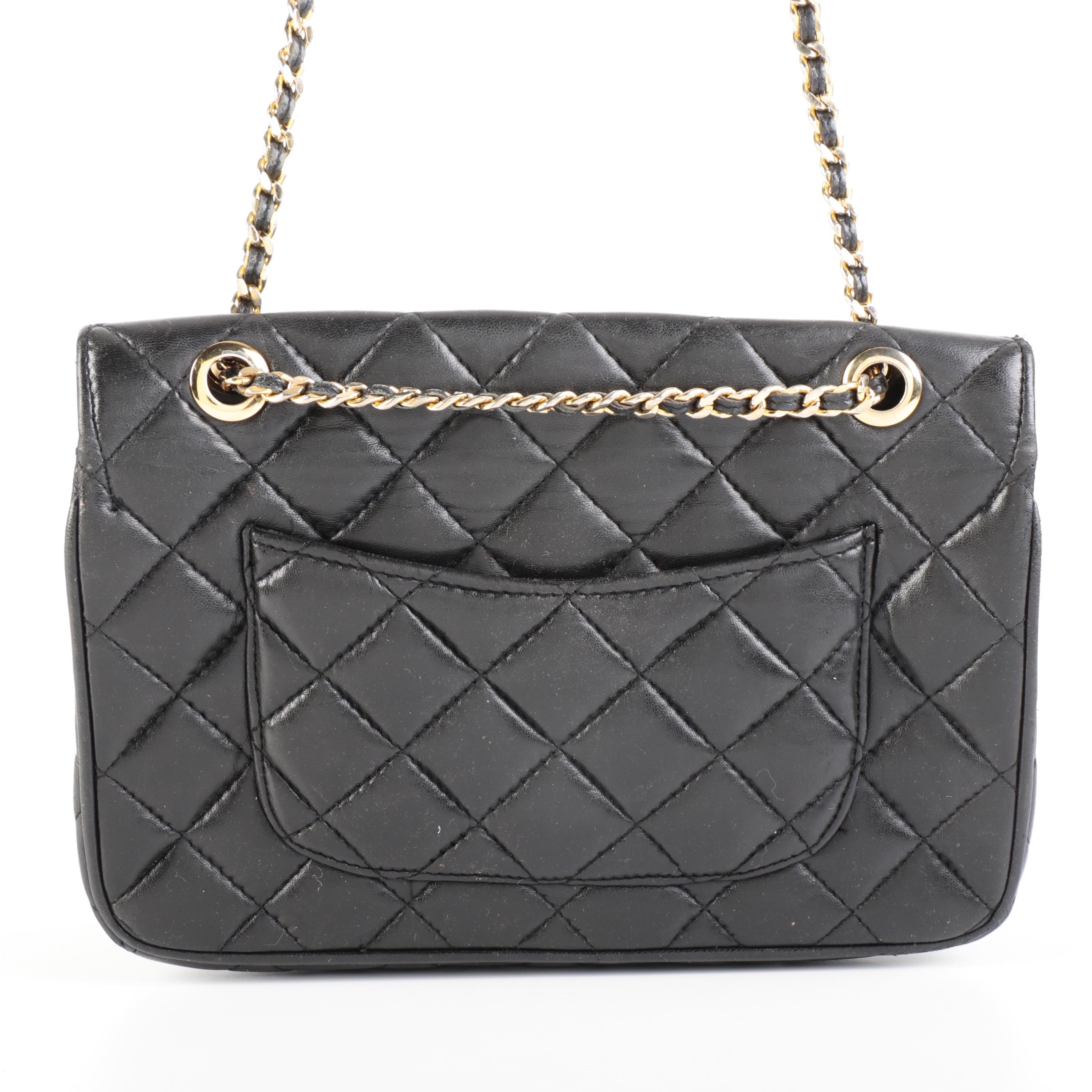 Givenchy Quilted Black Leather Front Flap Bag with Interwoven Chain Strap