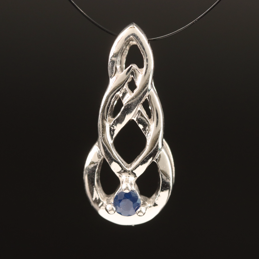 Sterling Sapphire Celtic Knot Pendant