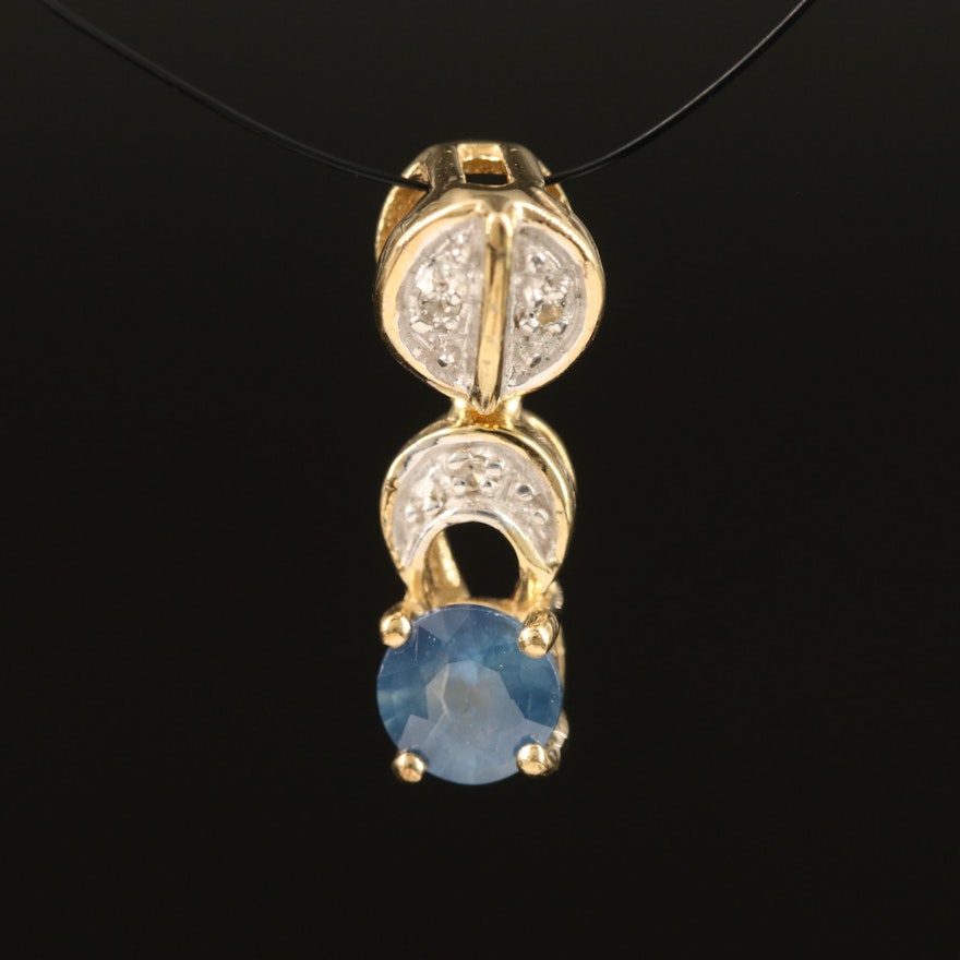 Sterling Sapphire and Zircon Pendant