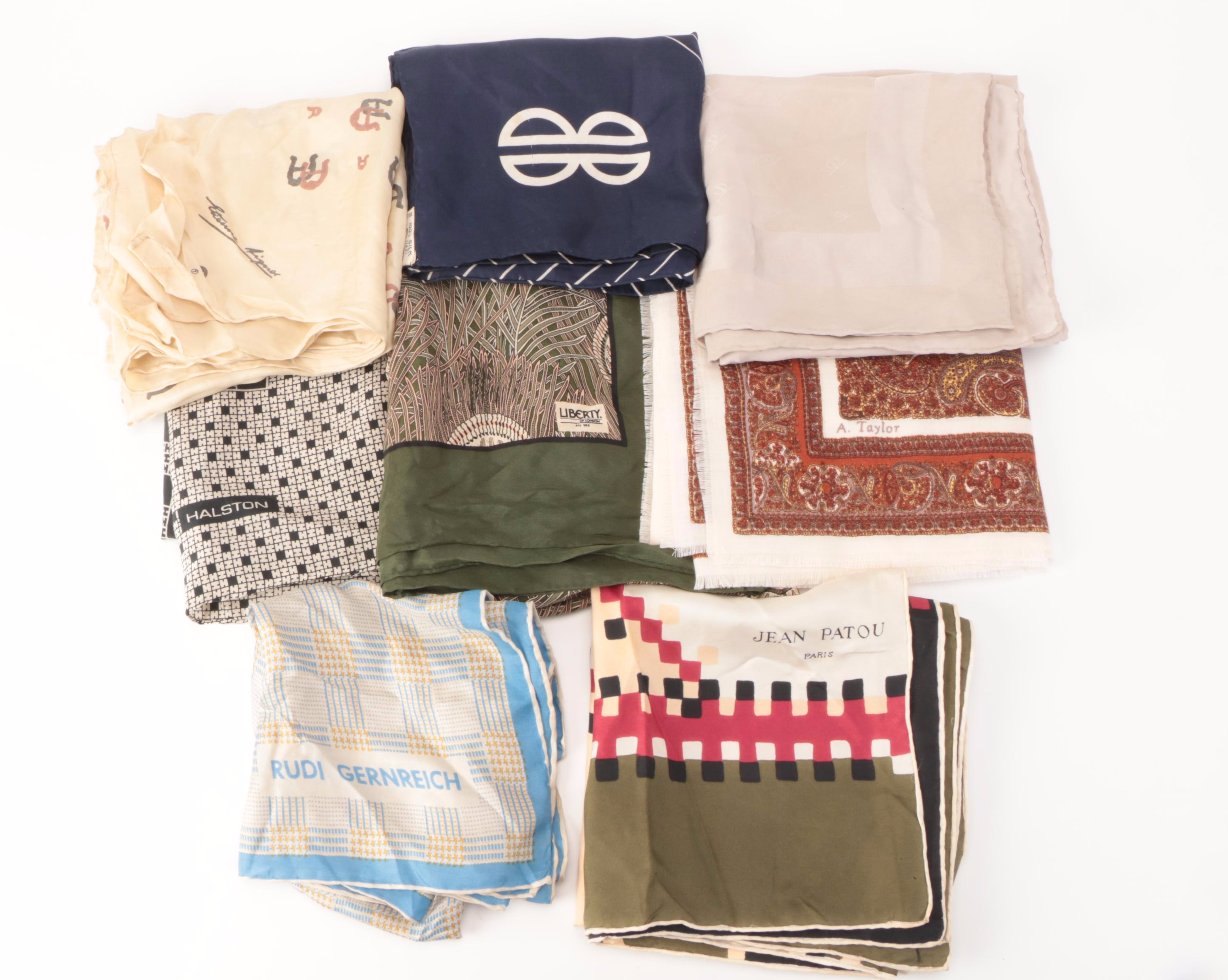 Halston, Perry Ellis, Jean Patou, Bill Blass, Anne Klein, and Other Silk Scarves
