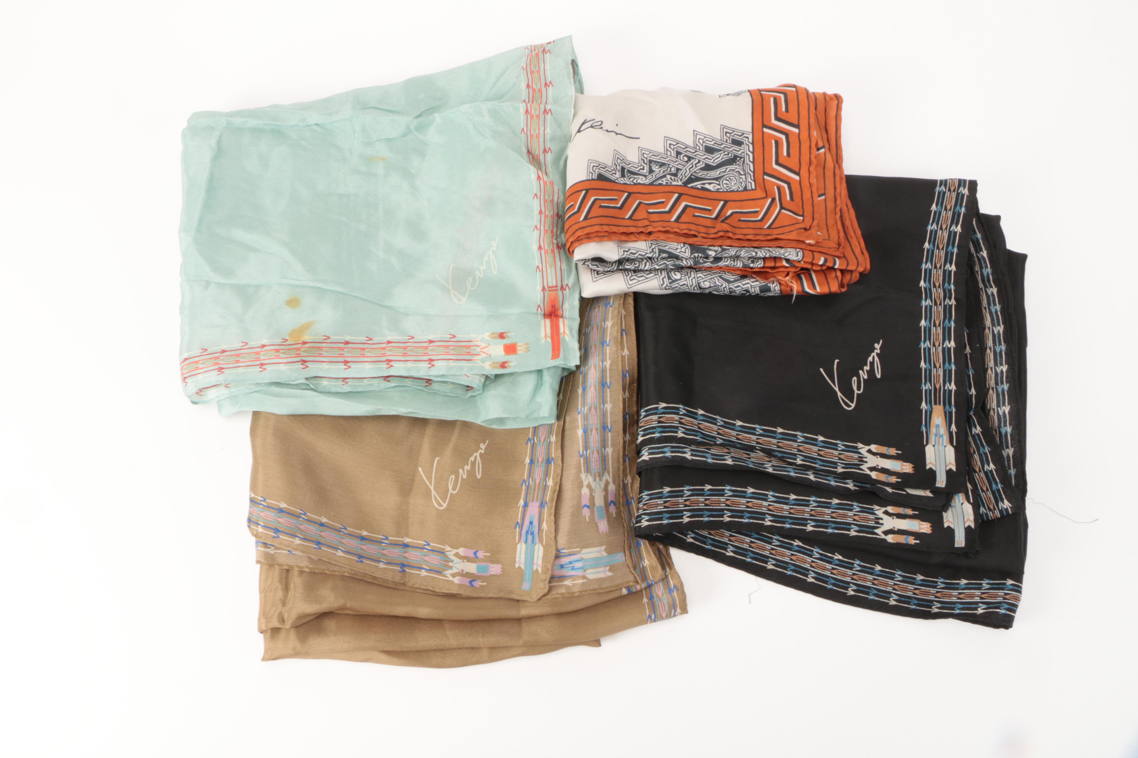 Halston, Perry Ellis, Jean Patou, Bill Blass, Anne Klein, and Other Silk Scarves
