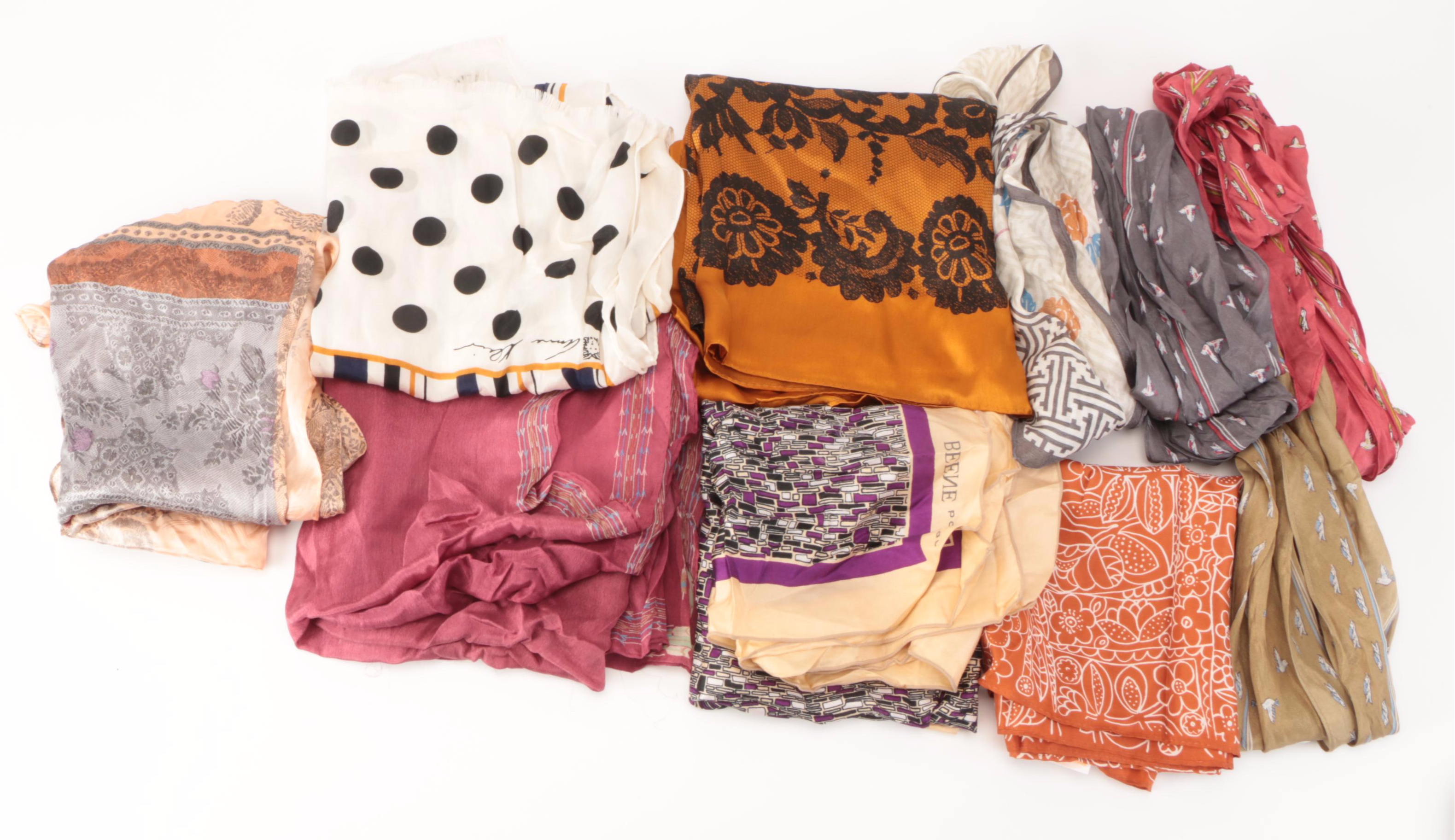 Halston, Perry Ellis, Jean Patou, Bill Blass, Anne Klein, and Other Silk Scarves