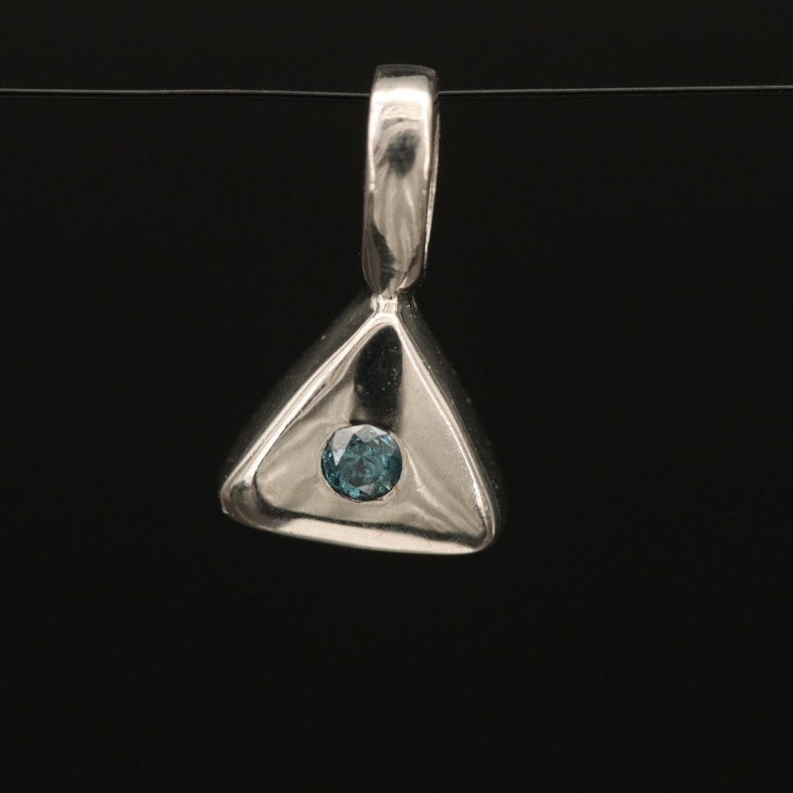 Sterling Diamond Triangle Pendant