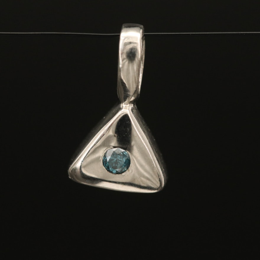 Sterling Diamond Triangle Pendant