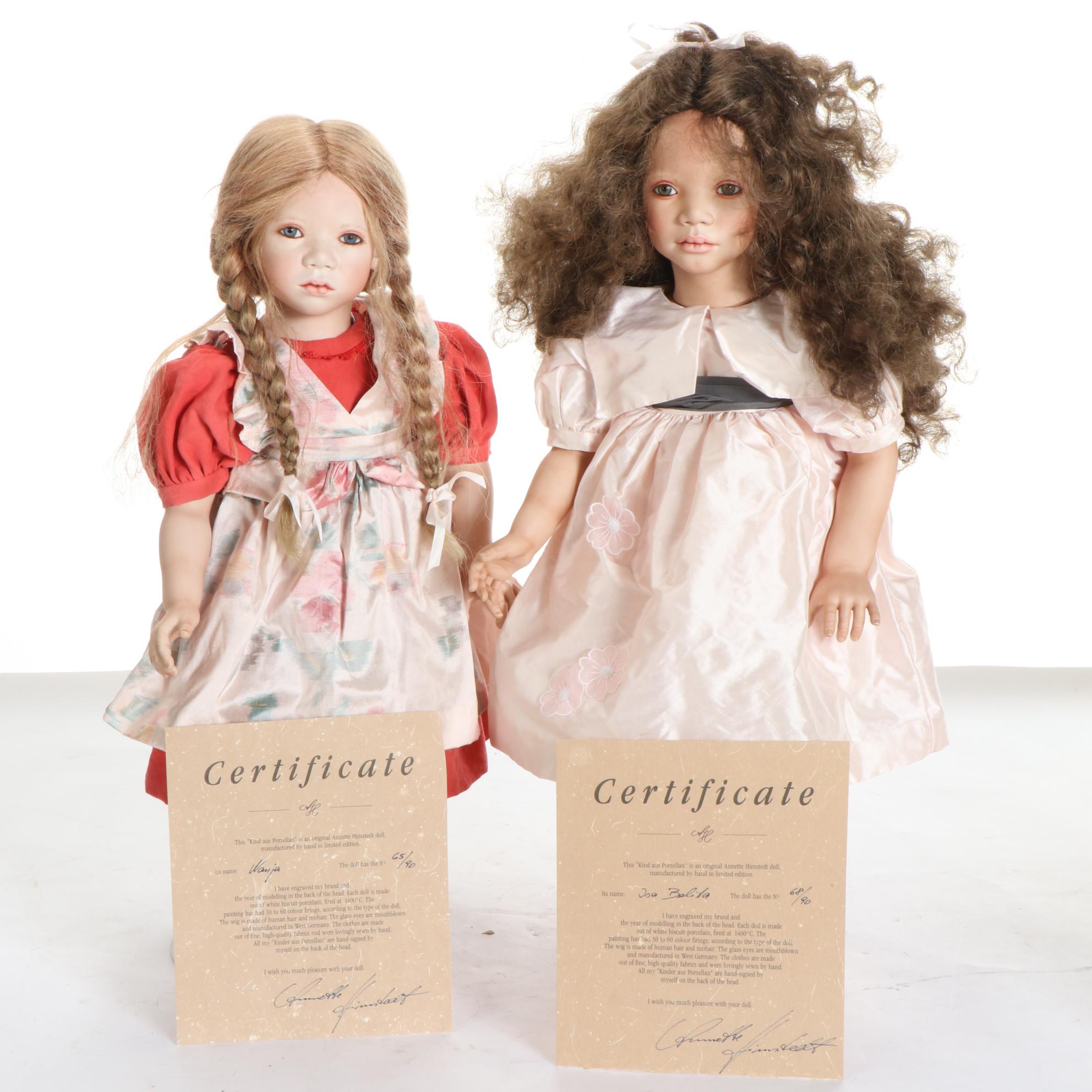 Annette  Himstedt Porcelain Dolls "Wanja" and "Isa Belita" with COA