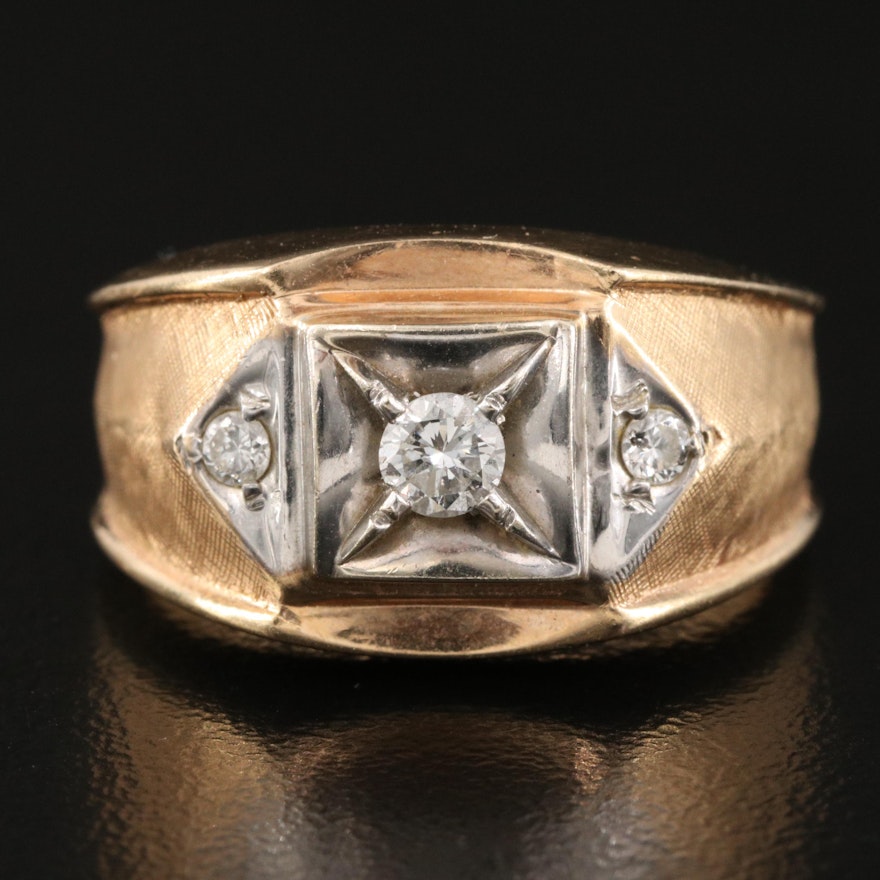 Vintage 14K 0.31 CTW Diamond Ring with Florentine Finish
