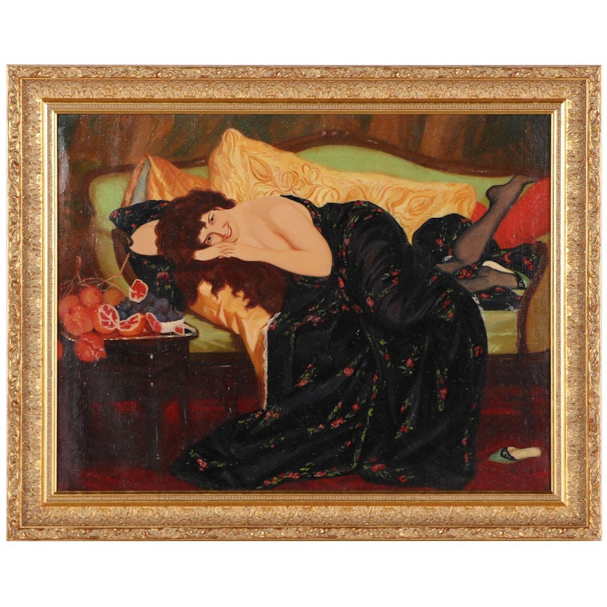 Ekaterina Chunayeva Oil Painting "Woman with Fruits," 1996