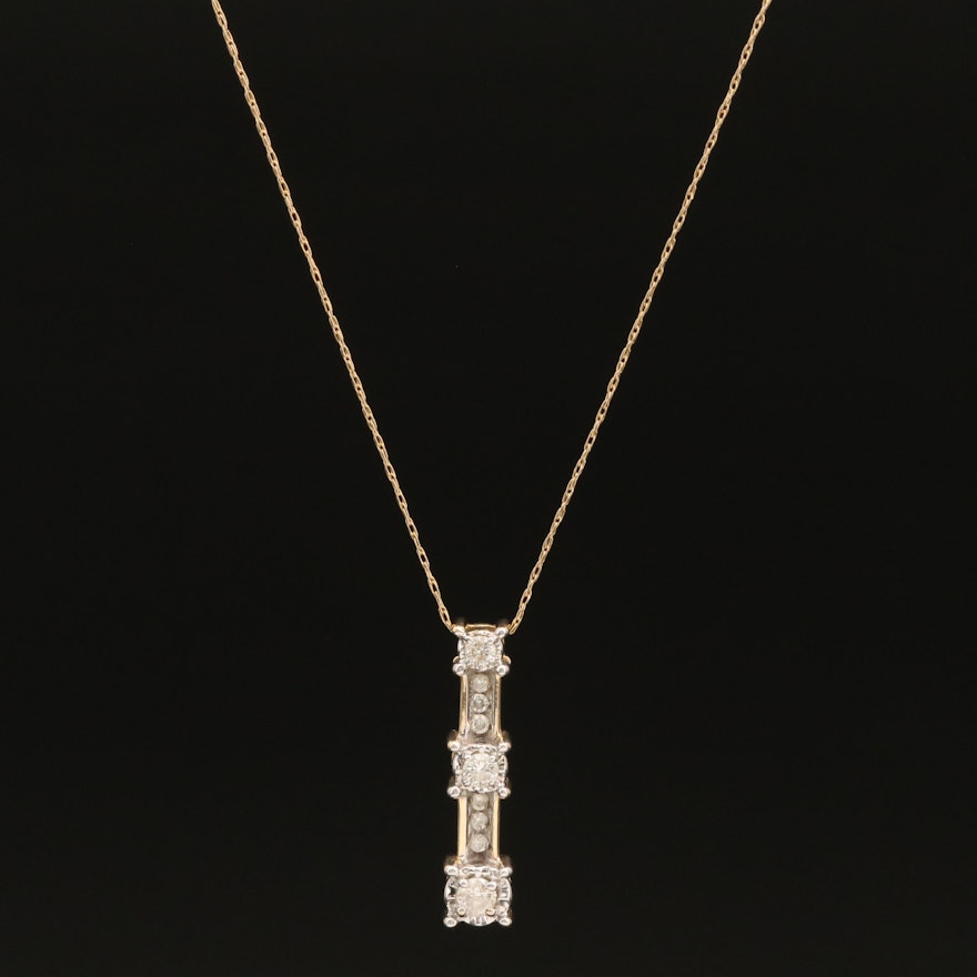 14K 0.24 CTW Diamond Bar Pendant Necklace
