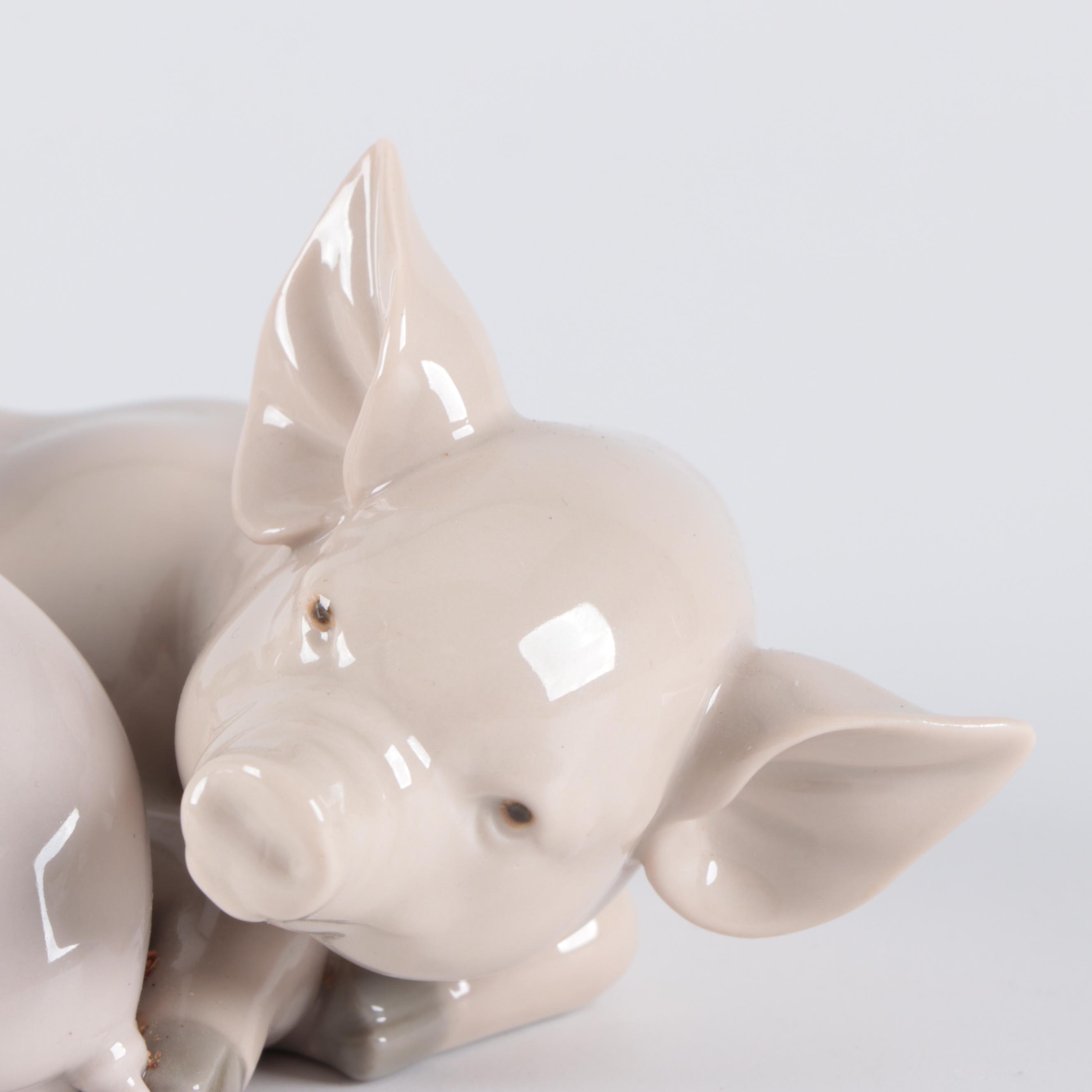 Lladró "Playful Piglets" Porcelain Figurine Designed by José Roig