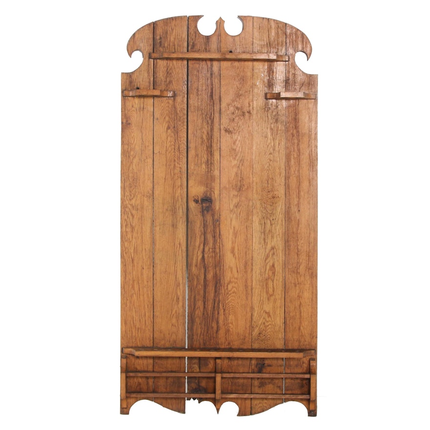 Oak Pool Cue Wall Rack, Early 20th Century