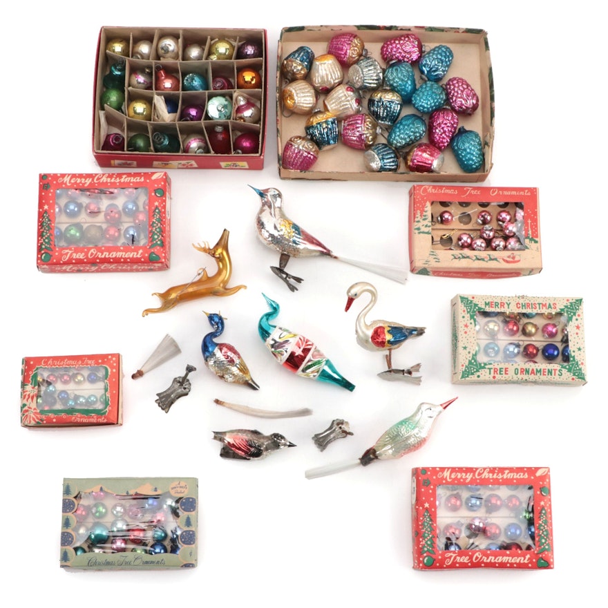 Shiny-Brite and Other Christmas Ornaments and Tree Decorations, Mid-20th Century