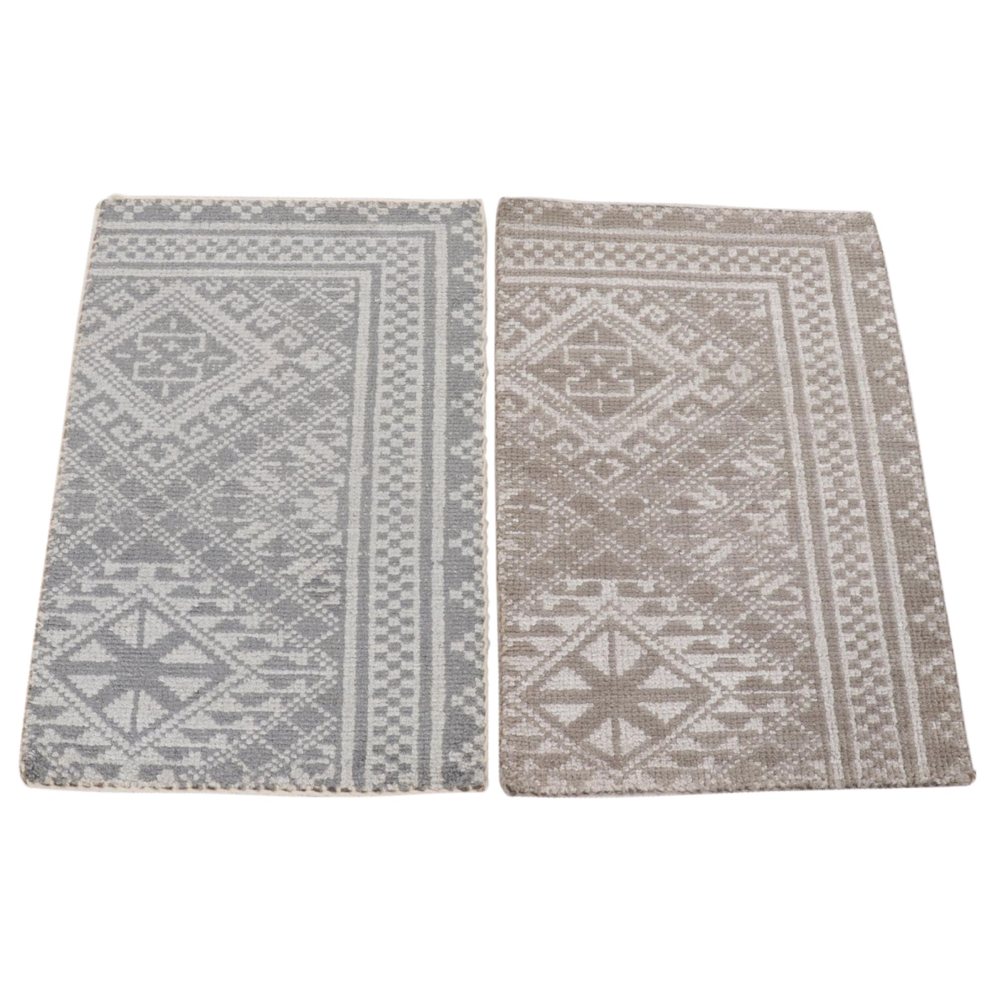 2' x 3' Hand-Knotted Indian Modern Style Rugs, 2010s