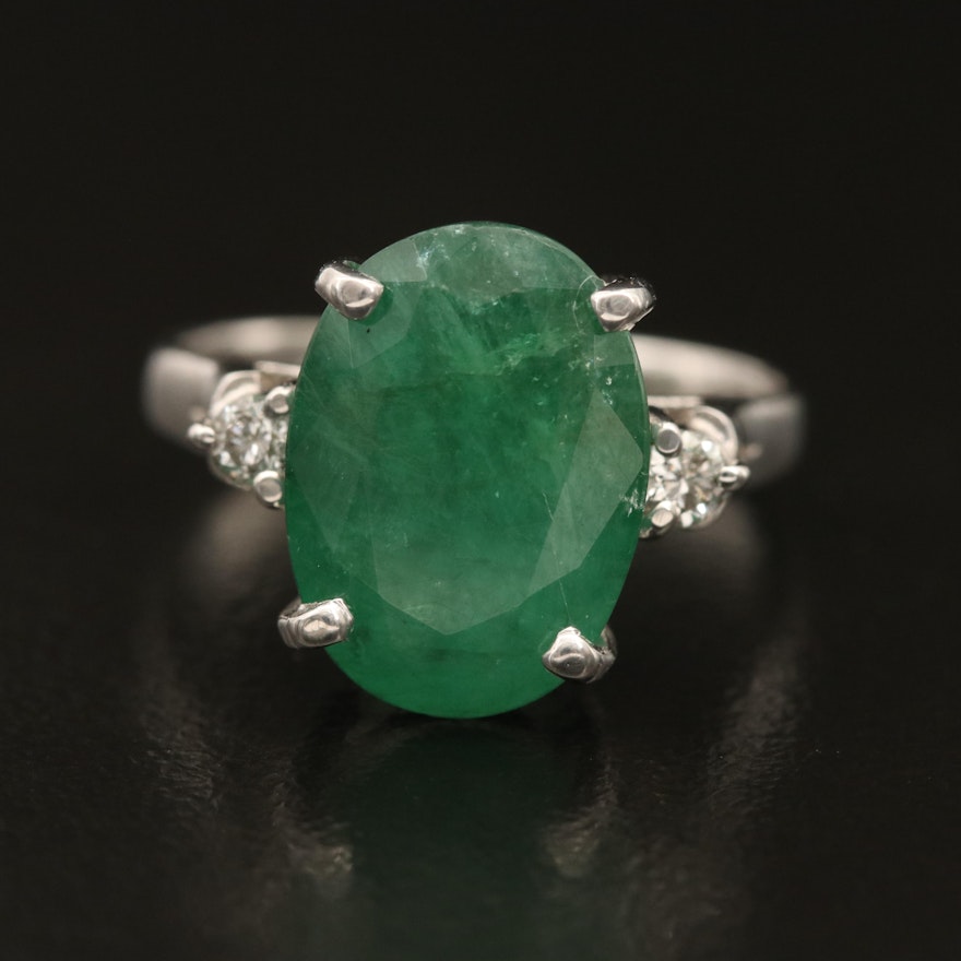 14K 4.08 CT Emerald Diamond Ring