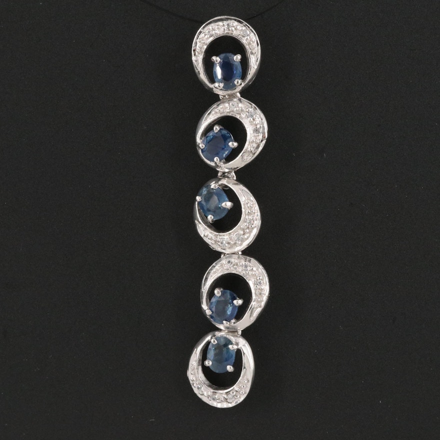 Sterling Sapphire and Zircon Drop Pendant