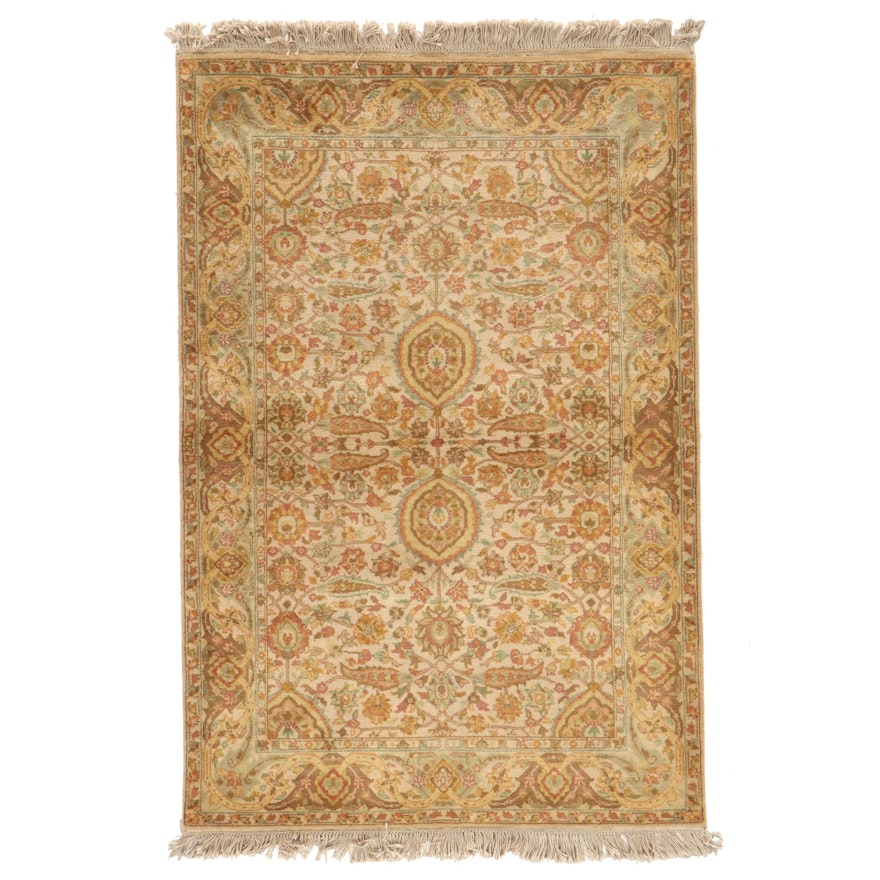 4'2 x 6'9 Hand-Knotted Indian Tabriz Area Rug