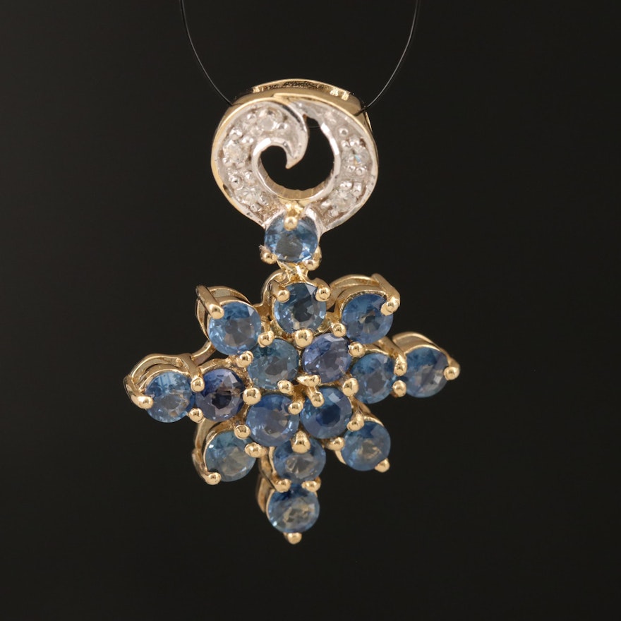 Sterling Sapphire and Zircon Star Pendant