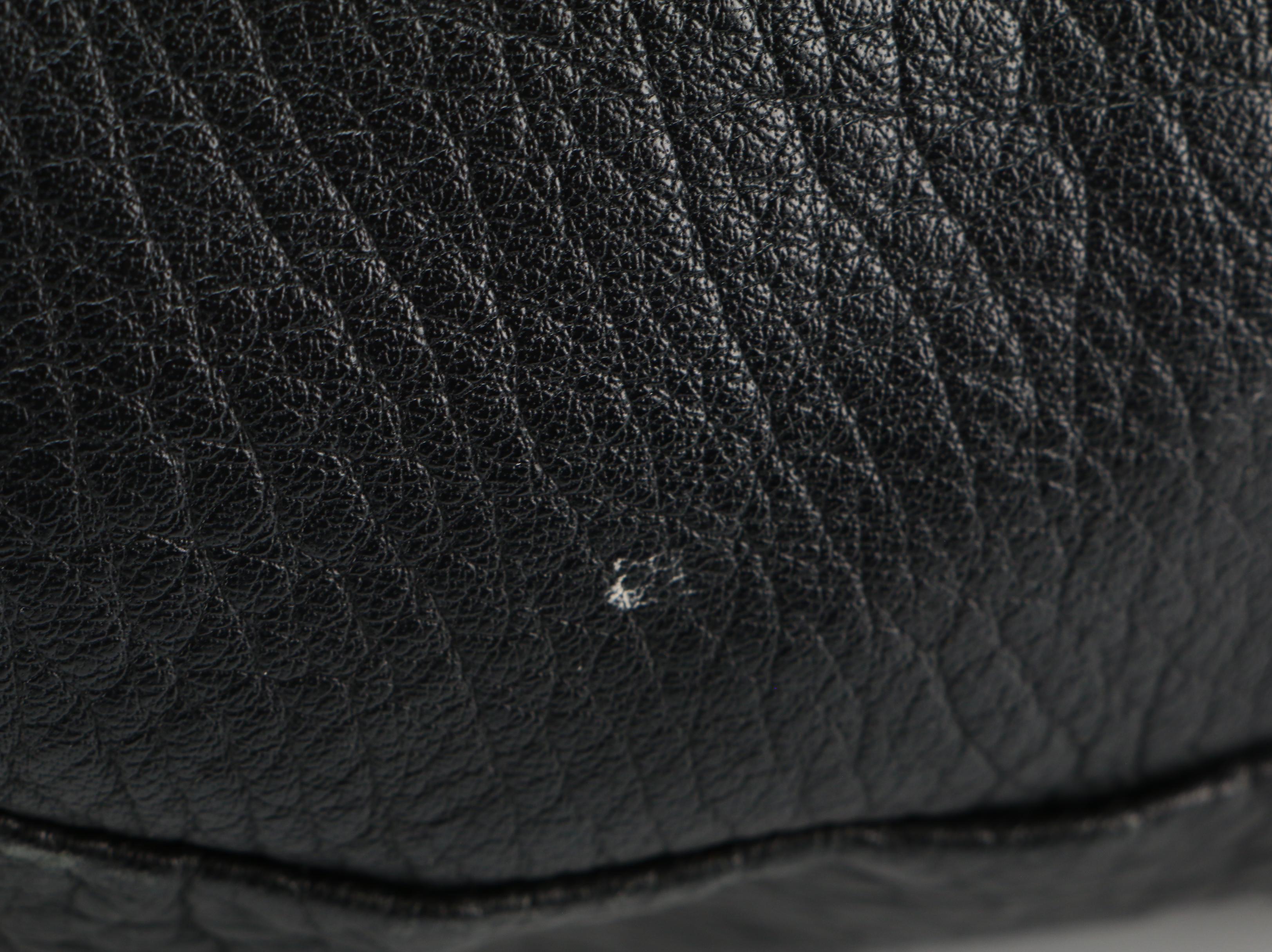 Prada Black Leather and Chartreuse Nylon Cut-Out Snap Shoulder Bag