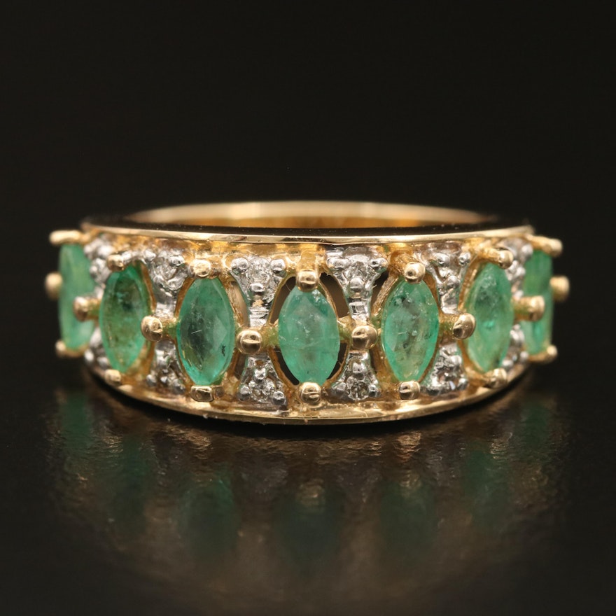 14K Emerald and Diamond Ring