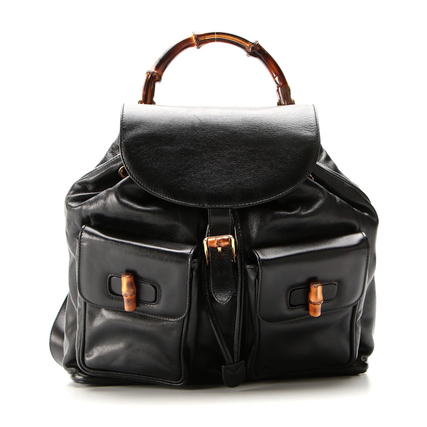 Gucci Bamboo Backpack in Black Leather
