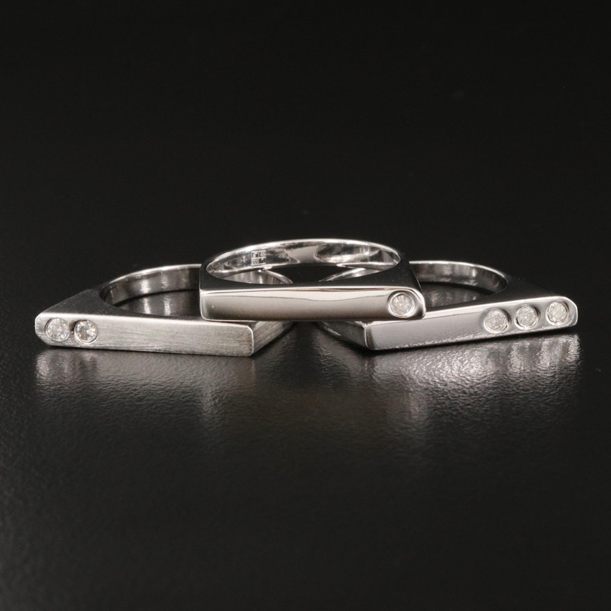 Sterling Silver Diamond Stacking Rings