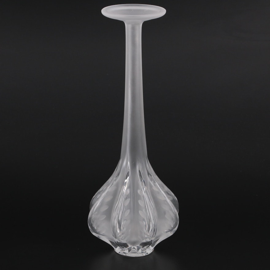 Lalique "Claude" Frosted Crystal Bud Vase Designed by Marie Claude Lalique