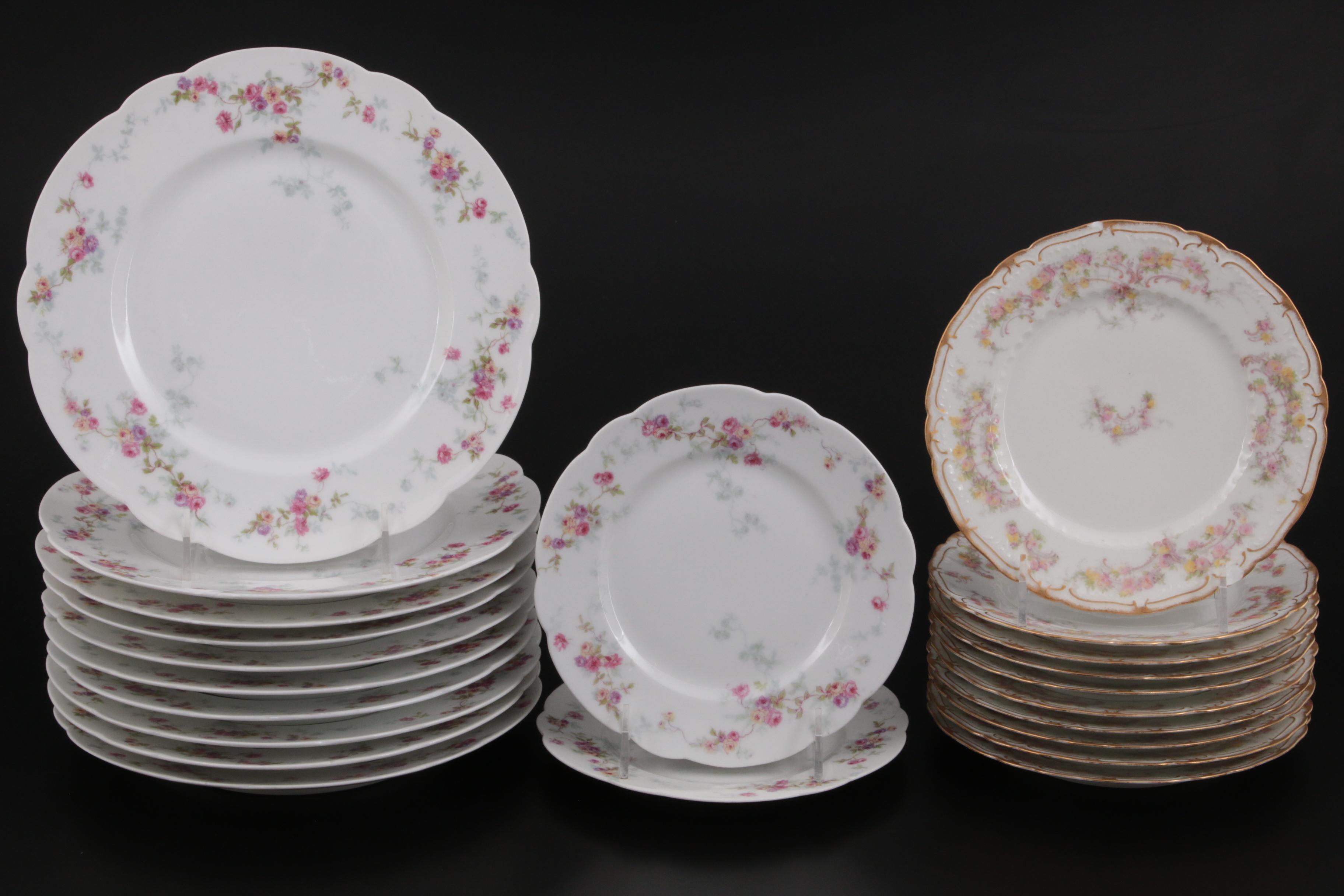 Haviland "Schleiger" and Bernardaud Rose Spray Porcelain Dinnerware
