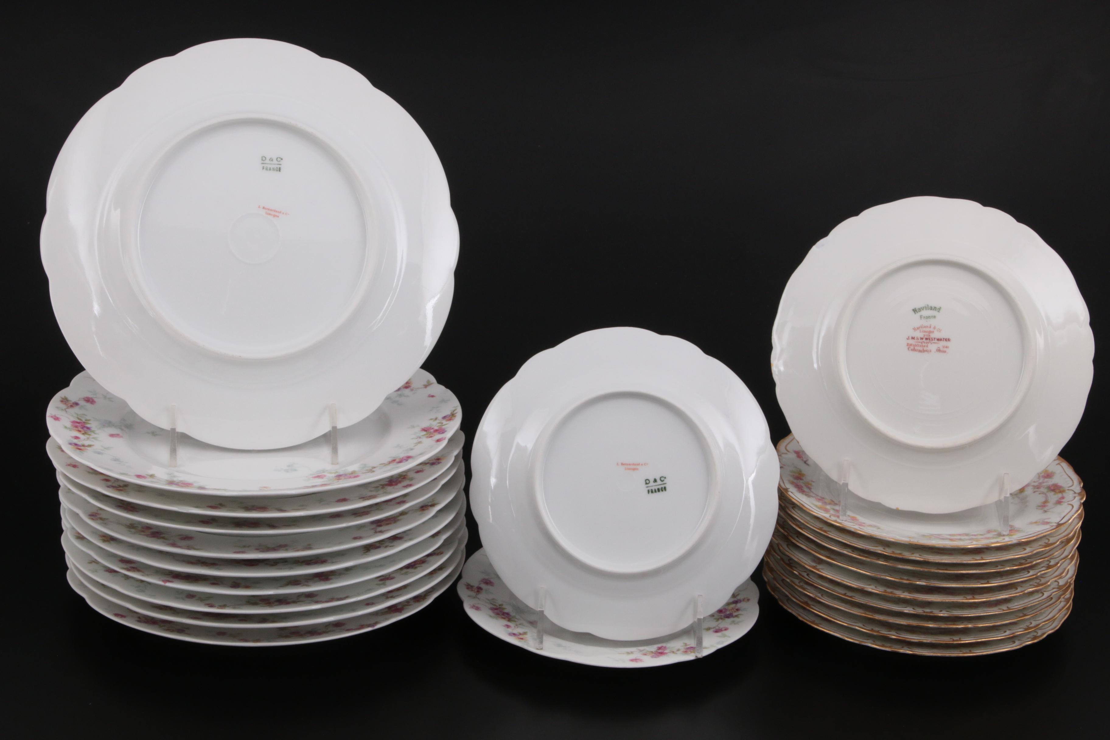 Haviland "Schleiger" and Bernardaud Rose Spray Porcelain Dinnerware