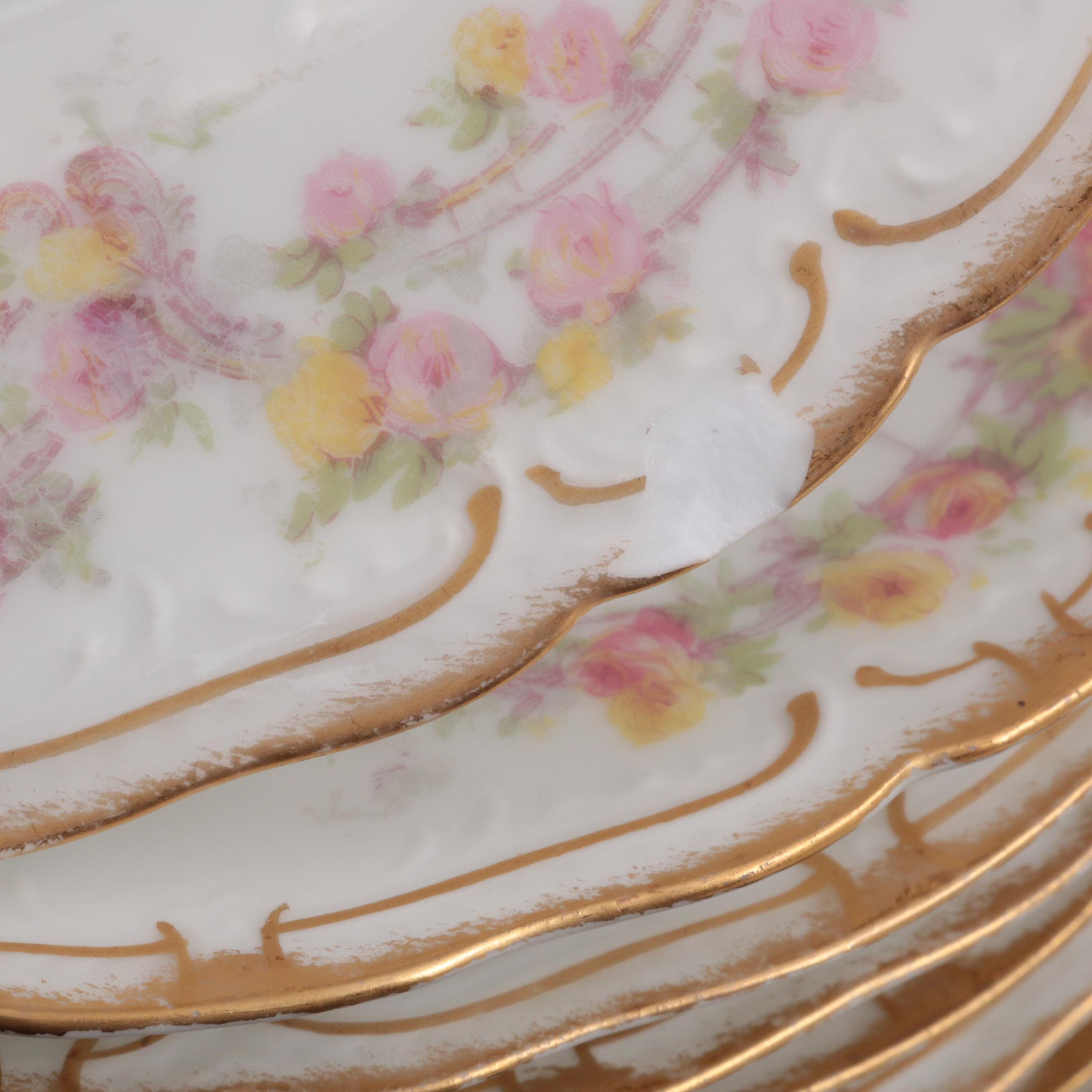 Haviland "Schleiger" and Bernardaud Rose Spray Porcelain Dinnerware