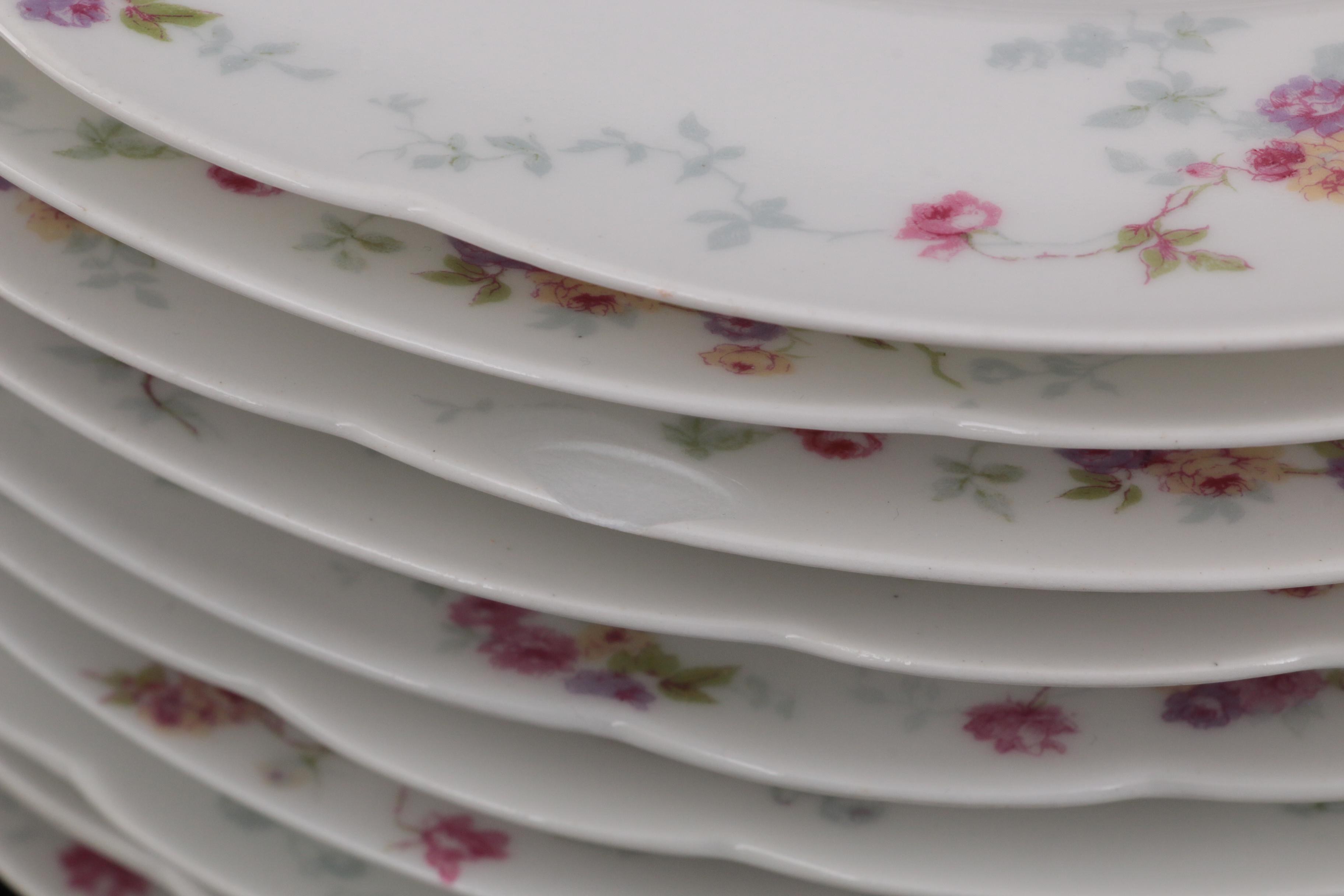 Haviland "Schleiger" and Bernardaud Rose Spray Porcelain Dinnerware