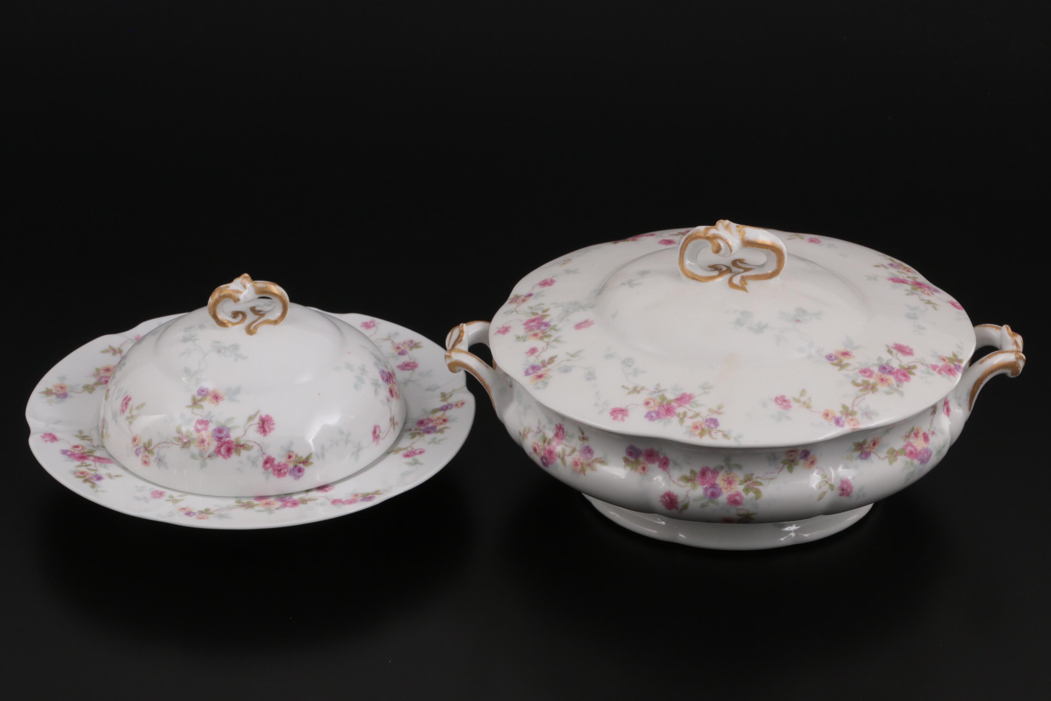 Haviland "Schleiger" and Bernardaud Rose Spray Porcelain Dinnerware