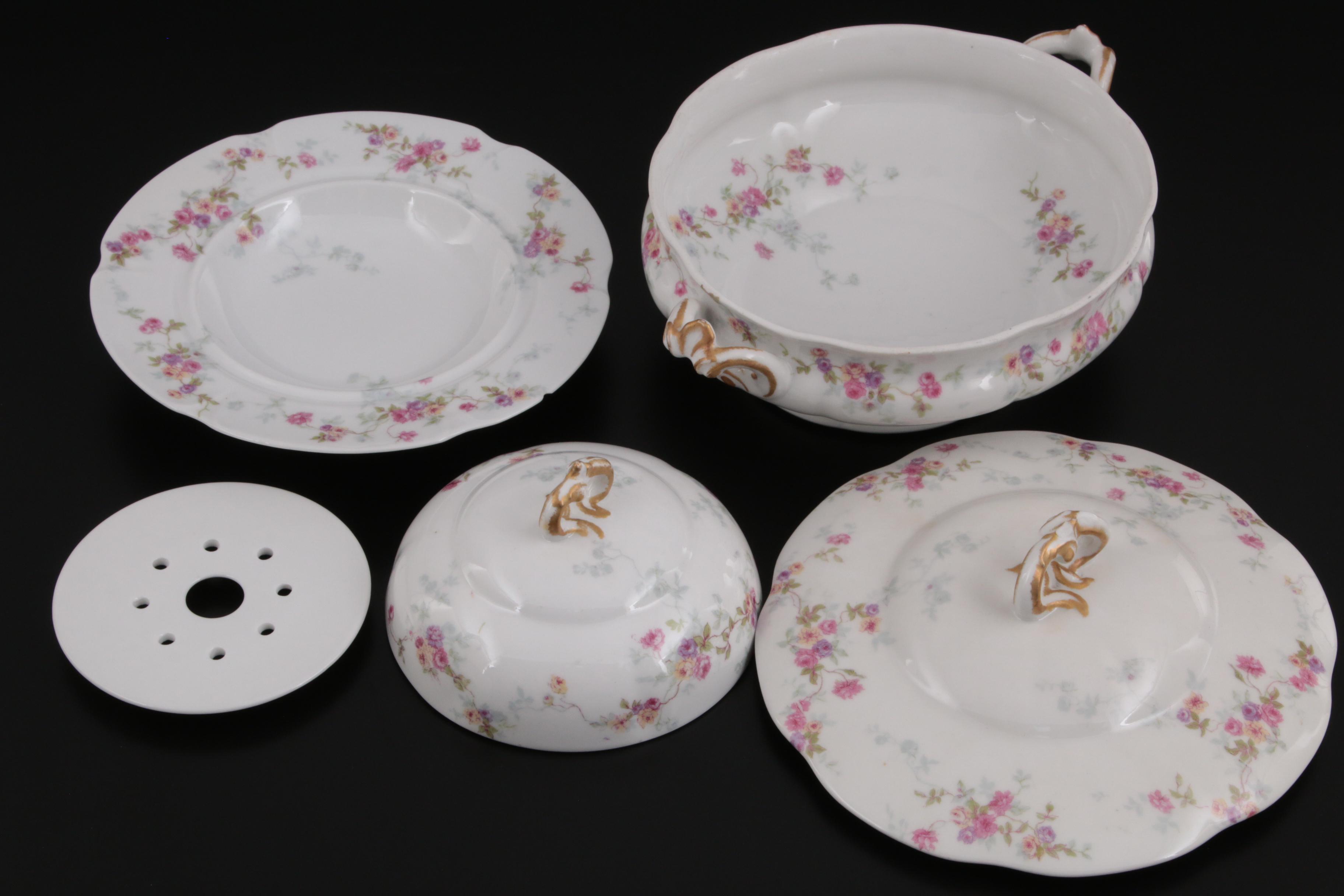 Haviland "Schleiger" and Bernardaud Rose Spray Porcelain Dinnerware
