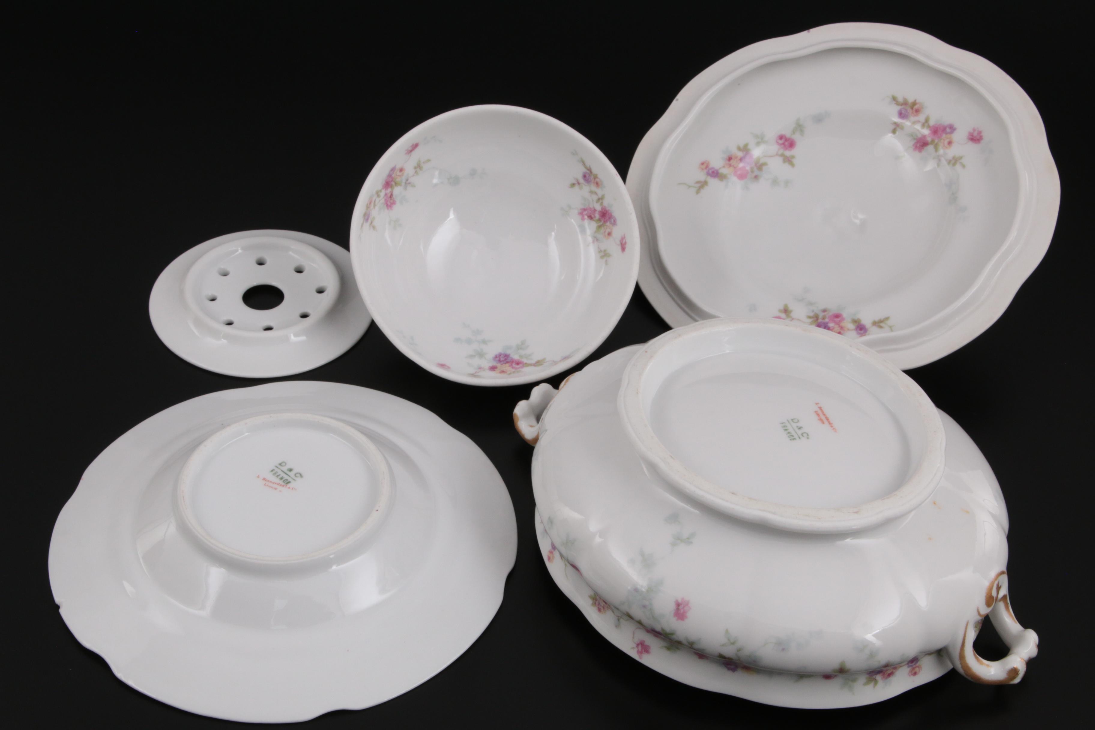 Haviland "Schleiger" and Bernardaud Rose Spray Porcelain Dinnerware