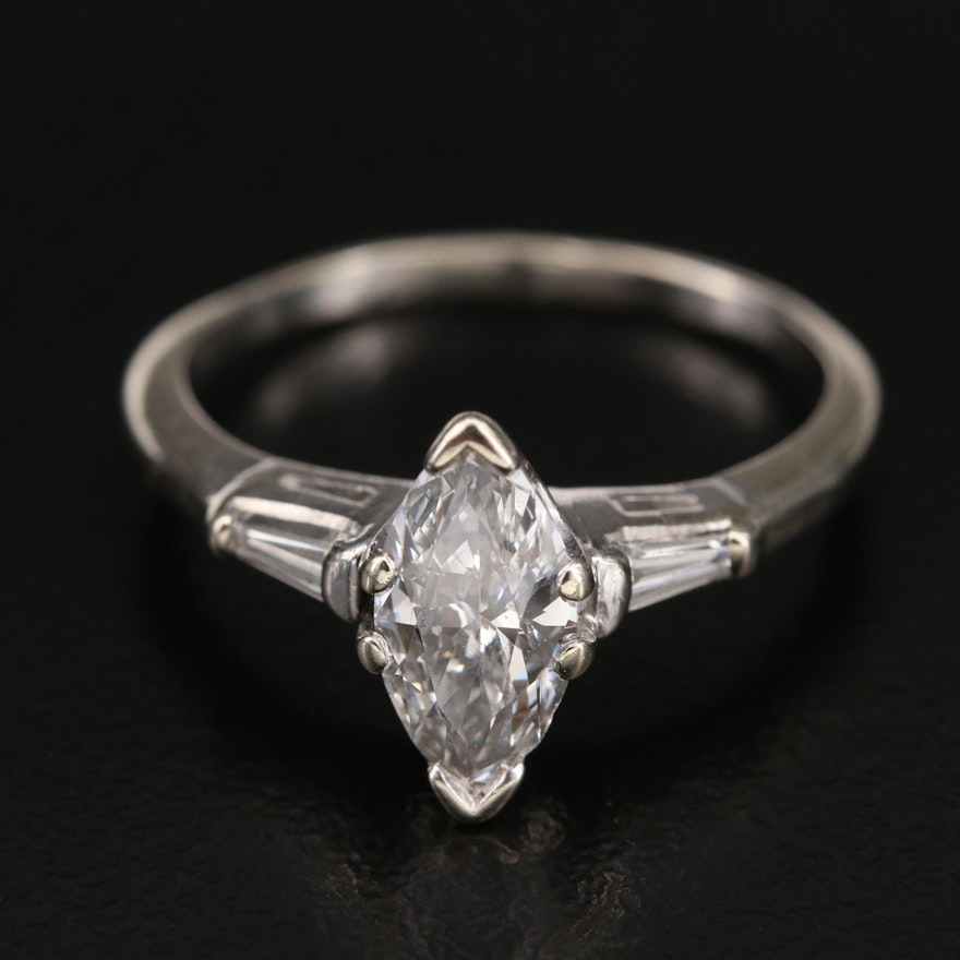 Vintage 14K and Palladium 1.19 CTW Diamond Ring