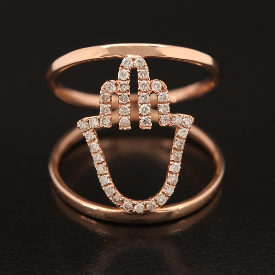 14K Rose Gold 0.23 CTW Diamond Hamsa Ring