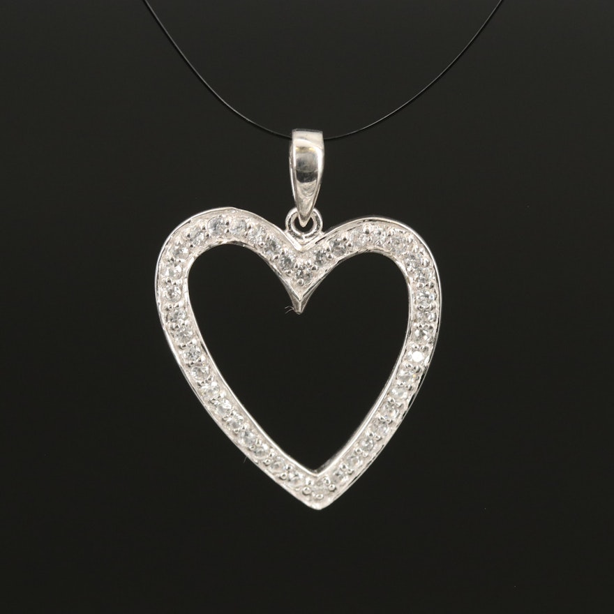 Sterling Silver Zircon Heart Pendant