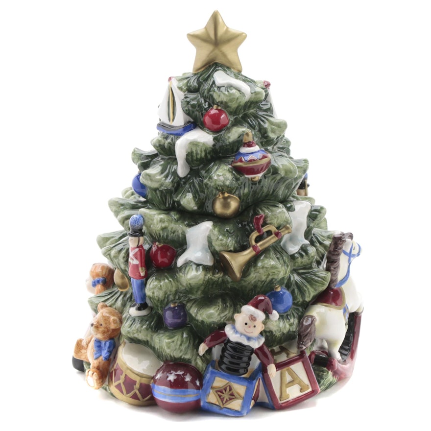 Ceramic Christmas Tree Figural Cookie Jar