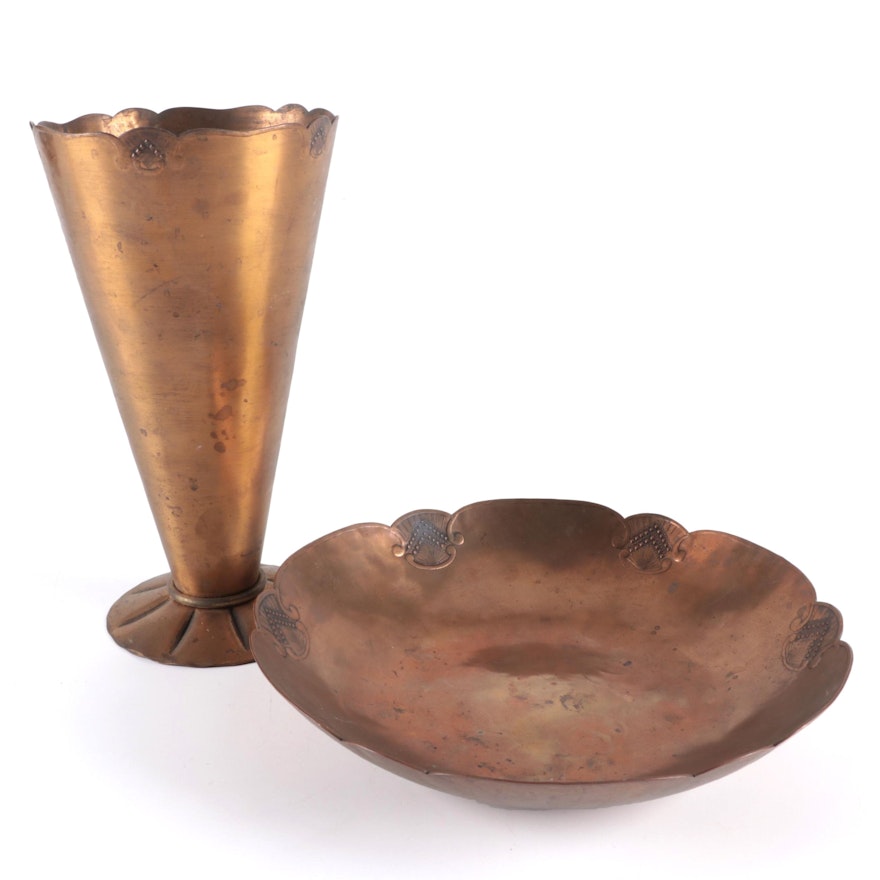 Wendell August Forge Handcrafted Solid Bronze Bowl and Vase