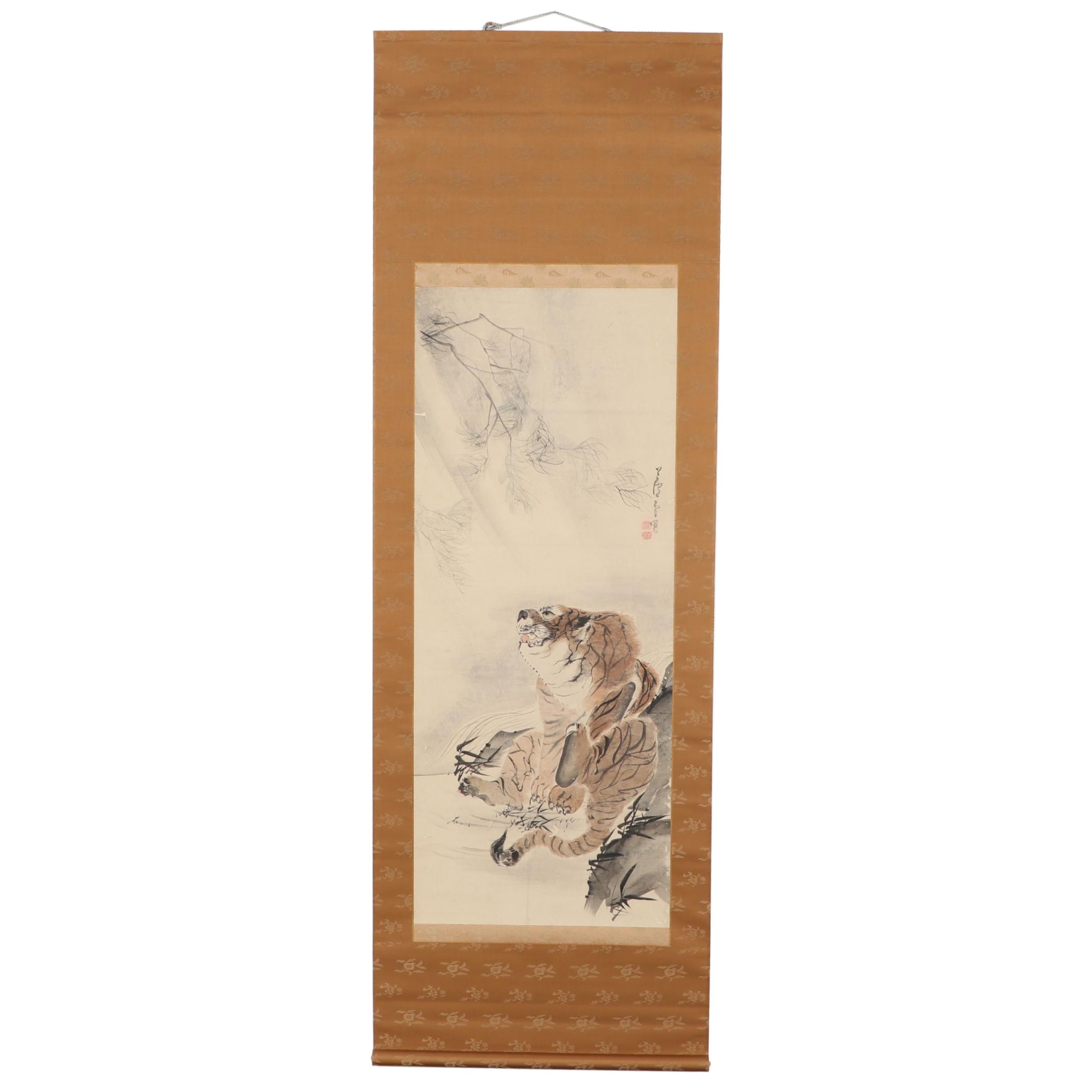 Japanese Ink Wash Painting of Rosetsu Tiger