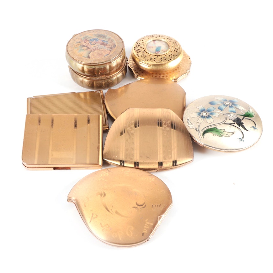 Elgin American, Stratton, and Other Make-Up Compacts, Mid-20th Century