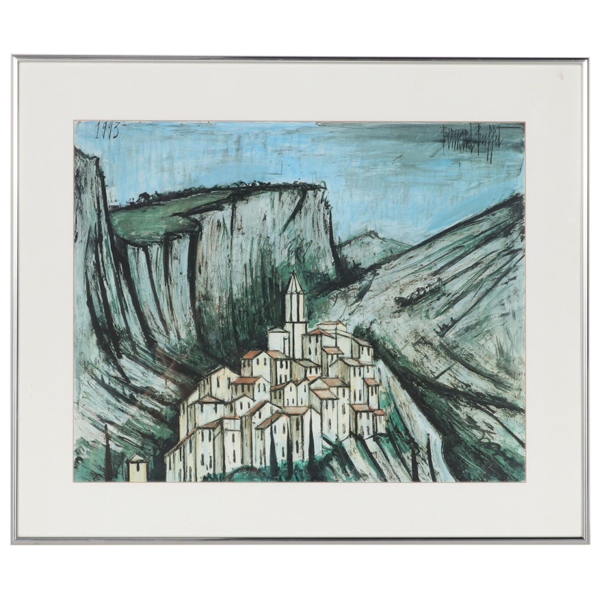 Offset Lithograph After Bernard Buffet of Mountain Village