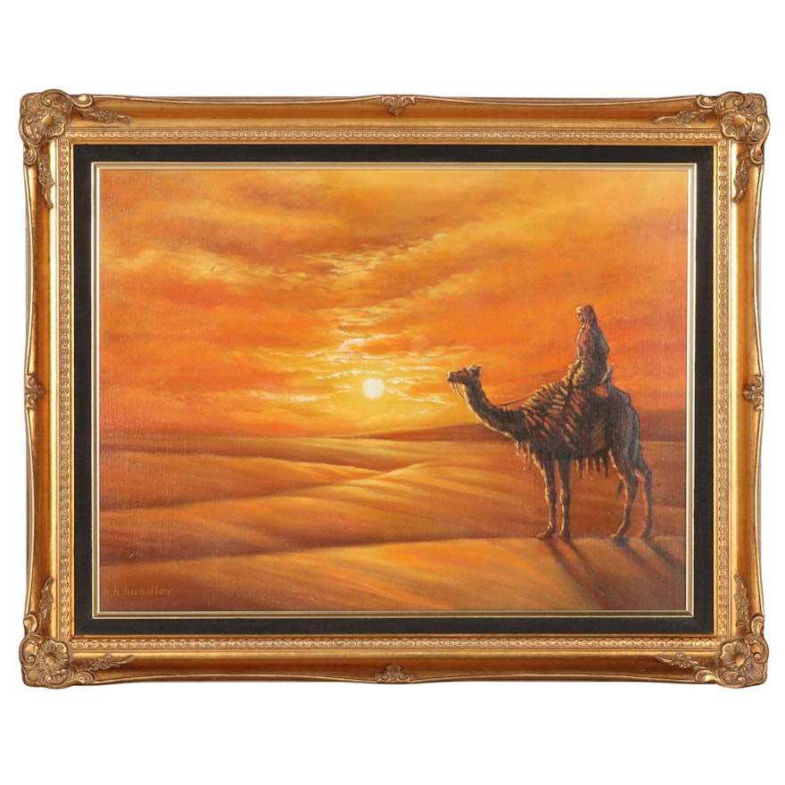 Oil Painting of Desert Scene, Late 20th Century