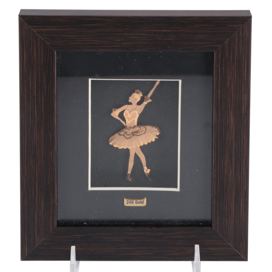 Layered 24K Gold Foil Ballerina Figure in Frame