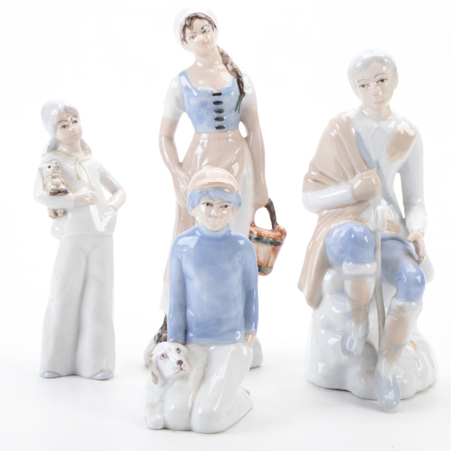 Tito Spanish Porcelain Figurines of Woman, Man, and Children