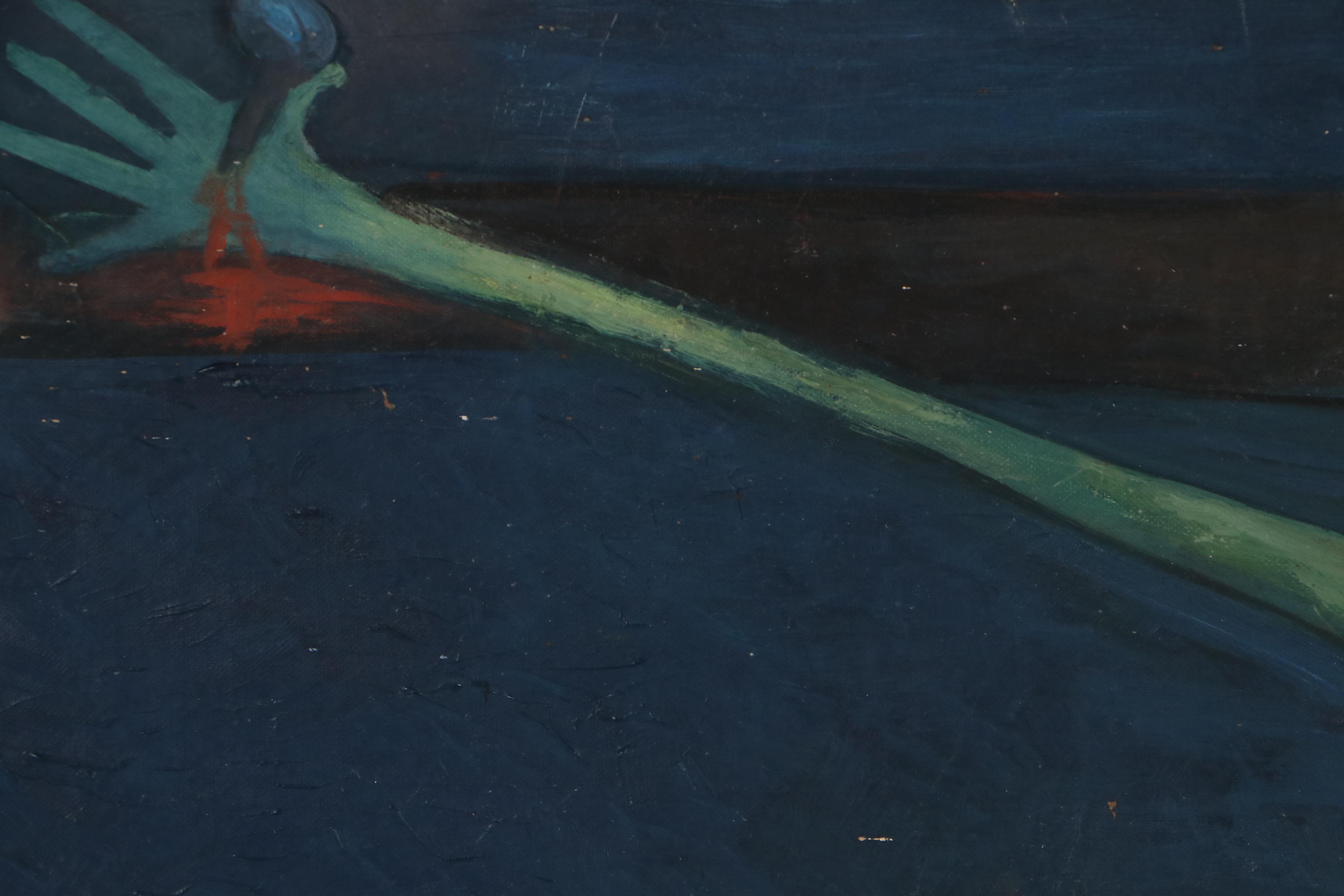 Walter Sorge Stylized Crucifixion Scene Oil Painting