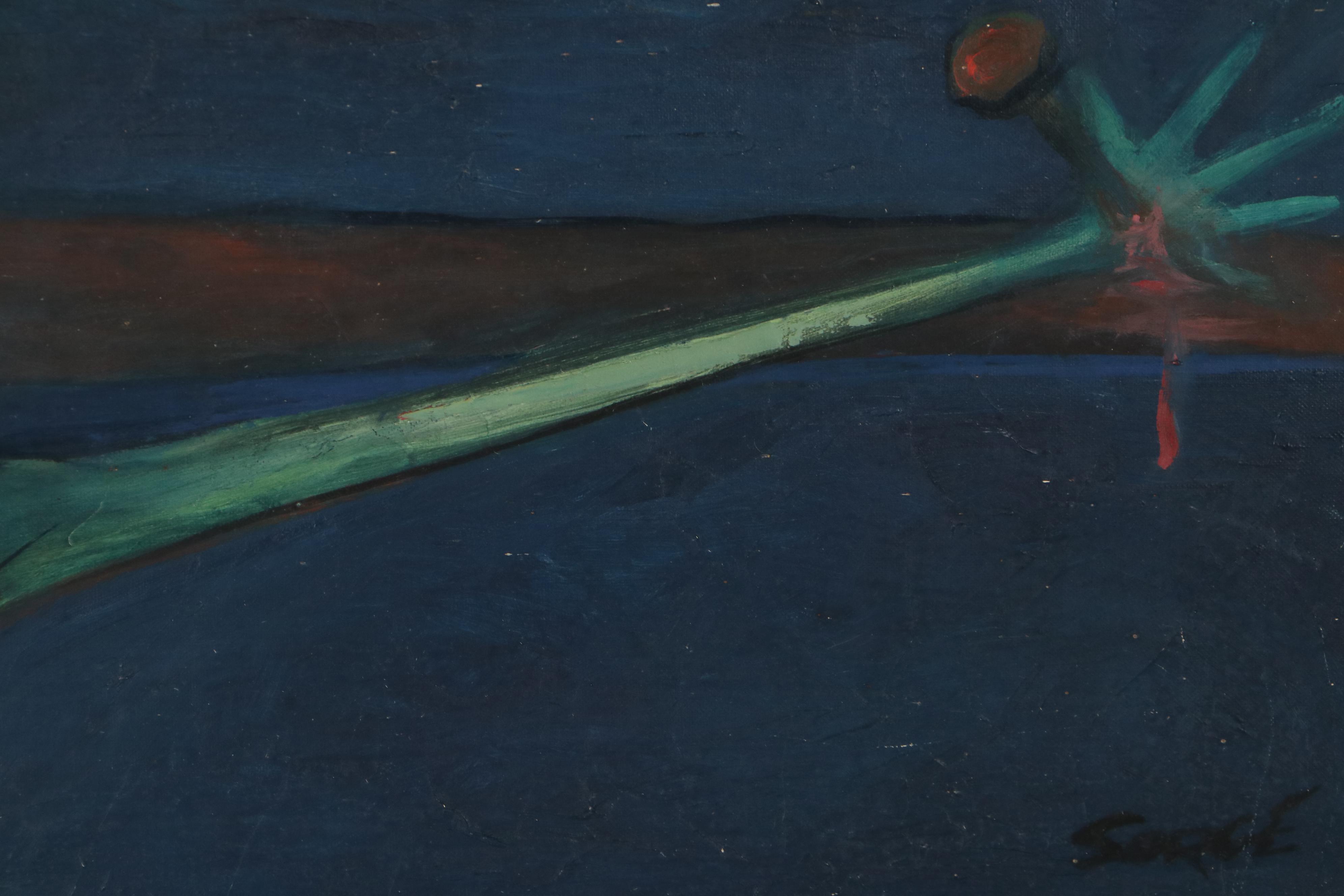 Walter Sorge Stylized Crucifixion Scene Oil Painting